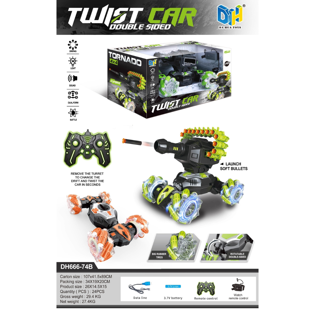 remote controlled twist car double side