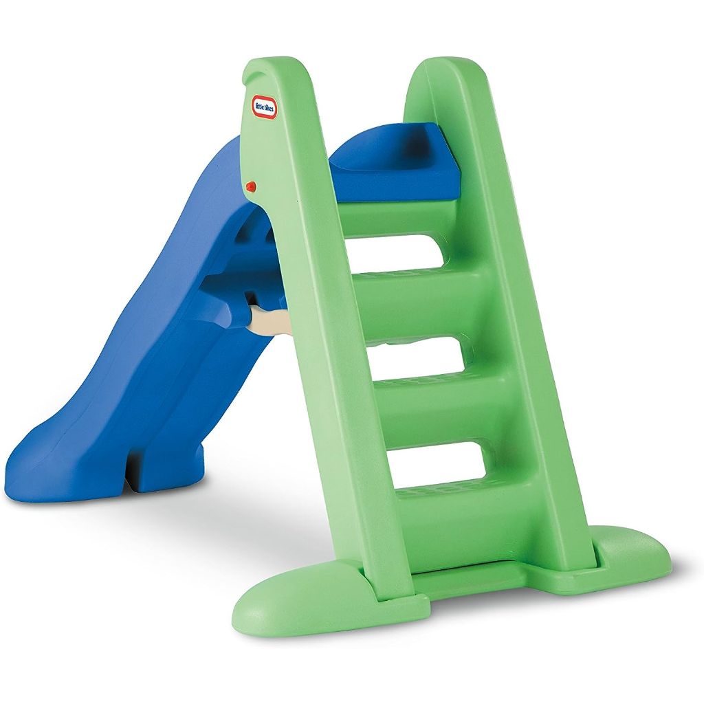little tikes easy store large playground slide with folding for easy storage, outdoor indoor active play, blue and green for kids toddlers boys girls ages 2 to 6 year old (1) (1)